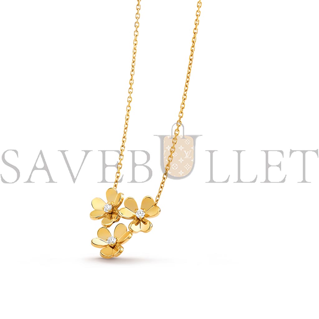 v*n cl*f arpels frivole pendant, 3 flowers, mini model - yellow gold, Di*m*nd  vcarp2du00